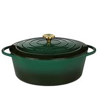 Küchenprofi 0402001133 - Casseruola in ghisa con coperchio, interno verde/nero, 33 cm, forno olandese, smaltata, per stufare, cuocere al forno, arrostire