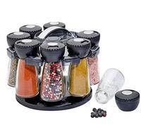 Küchenprofi Supporto portaspezie 2620001008 - Rotante in acciaio inox, 8 vasetti in vetro, nero