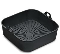 KÜCHENPROFI Inserto per cestello 1/1 per friggitrice ad aria calda Impuls, in silicone con manici laterali, adatto al forno, 24 x 24 x 9,5 cm, speciale struttura del fondo per una circolazione