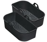 KÜCHENPROFI Inserto per cestello da 1/2 per friggitrice ad aria calda Impuls, in silicone, adatto al forno, set da 2 con manici laterali, 24 x 11 x 9,5 cm, speciale struttura del fondo per una