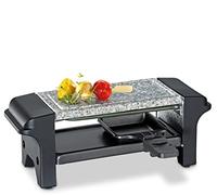 Küchenprofi Raclette Twin con piastra in pietra - Barbecue da tavolo per 2 persone con piastra in granito, 2 padelle rivestite - Mini raclette