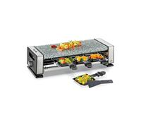 Küchenprofi Raclette VISTA8, Raclette per 8 persone, in acciaio inox, con piastra in marmo, 8 padelle per raclette antiaderenti e 8 spatole, griglia elettrica da tavolo, piastra in pietra