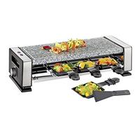 Küchenprofi Raclette VISTA8, Raclette per 8 persone, in acciaio inox, con piastra in marmo, 8 padelle per raclette antiaderenti e 8 spatole, griglia elettrica da tavolo, piastra in pietra
