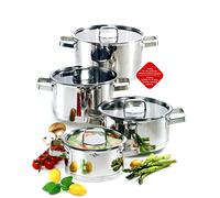 Küchenprofi SAN REMO - Set di pentole a induzione, 4 pezzi, in acciaio inox 18/8, set di pentole per tutti i piani cottura, set di pentole a induzione