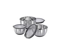 KÜCHENPROFI Set di ciotole con coperchio DELUXE antiscivolo, 3 pz. acciaio inox/silicone argento