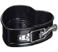 Küchenprofi Stampo per torta a forma di cuore, 11,5 cm, altezza 4,5 cm, rivestimento antiaderente, a forma di cuore, nero, a prova di perdite, per la festa della mamma, il compleanno e molto altro