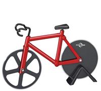 Küchenprofi Tagliapizza BIKE, acciaio inox e plastica, ruote antiaderenti, monopattino da bicicletta con supporto, per pizza, torta di fiamme, pane pita, rosso-nero