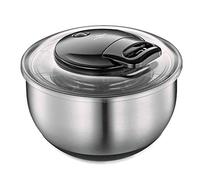 Küchenprofi Turbo, centrifuga per insalata, in acciaio inox, 5 litri, diametro 24,5 cm, con corda, pulsante di arresto e fondo antiscivolo, lavare e asciugare per insalata | Insalatiera con coperchio