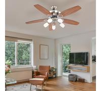 Plafoniera Ventilatore Lampada Spot Interruttore da Tirare Reversibile Faggio [EEK: Non valutato]