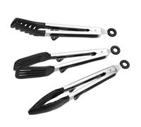 Küchenzange Kochen | Grillzangen Hitzebeständig Silikonspitzen | Servierzange 3er Set - Silikon Edelstahl 25-27cm Kratzfest Langlebig Sicher | Grill BBQ Buffet Catering Outdoor | Terrasse Garten Camp