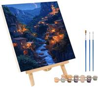 KUEGDUNG Fiume Dipingere con i Numeri Adulti con Telaio, Paint by Numbers Architettura, DIY Dipingere con i Numeri Kit con 3 Pennelli e Vernice Acrilica, Decorazione Casa, Regalo Donna 50x65cm 3-4976