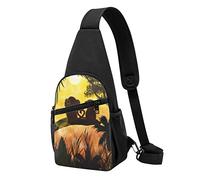 KUEhhhr Borsa a tracolla con scena tropicale della foresta pluviale della giungla, borsa a tracolla per uomo e donna, zaino a tracolla casual con tracolla sinistra o destra, Carino Coppia Scimmia, One