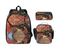 KUEhhhr Borsa per la scuola con stampa albero in autunno + astuccio + borsa per il pranzo combinazione per l'uso quotidiano