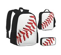 KUEhhhr Northern Lights Polar Bear - Set di borse per la scuola con borsa per il pranzo, astuccio per matite, zaino da viaggio per computer portatile, set da 3 pezzi, Baseball Lace ClosUp, One Size