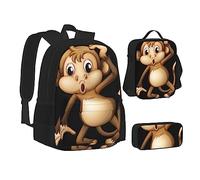 KUEhhhr Northern Lights Polar Bear - Set di borse per la scuola con borsa per il pranzo, astuccio per matite, zaino da viaggio per computer portatile, set da 3 pezzi, Graziosa scimmia., One Size