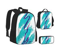 KUEhhhr Northern Lights Polar Bear - Set di borse per la scuola con borsa per il pranzo, astuccio per matite, zaino da viaggio per computer portatile, set da 3 pezzi, Design della tazza degli anni '90