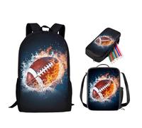 KUEhhhr Set zaino 3 in 1 con portapranzo e astuccio per matite, borsa per studenti con stampa di dinosauro fulmine, borsa per studenti per scuola materna elementare, grande zaino leggero per ragazzi e