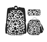 KUEhhhr Zaini a scacchi bianchi e neri per la scuola con astuccio portapranzo, resistente all'acqua, per ragazzi e ragazze, regali per insegnanti, Leopardo bianco e nero, One Size, Zaino daypack