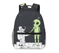 KUEhhhr Zaino da 17 pollici con teschio rock and roll scheletro zaino per computer portatile scuola bookbag borsa da viaggio borsa a tracolla con cinghia toracica, Astronauta Spazio Alieno, One Size