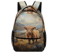 KUEhhhr Zaino impermeabile con mucca delle Highland e animali al pascolo, facile da pulire e per studiare, Stile:, One Size, Zaino daypack