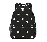 KUEhhhr Zaino scolastico leggero stampato con chitarre, versatile e confortevole, borsa per libri per studenti, per viaggi, scuola e attività all'aperto, A pois bianchi e neri, One Size, Zaino daypack