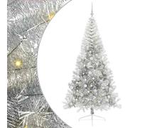 Künstlicher vorbeleuchteter Weihnachtsbaum Silber 210 cm - Haustierfreundlicher Weihnachtsbaum für sicheres Fest - Dekoration für Wohnzimmer & Weihnachtsfeier