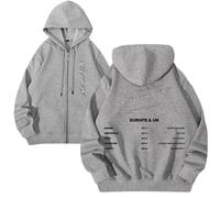 kueodao Felpa con Cappuccio E Cerniera alla Moda NX2026 EU&UK-Tour A Maniche Lunghe for Uomo E Donna(Light Gray-Thick,L)