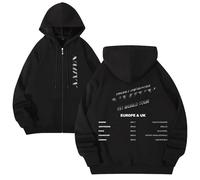 kueodao Felpa con Cappuccio E Cerniera alla Moda NX2026 EU&UK-Tour A Maniche Lunghe for Uomo E Donna(Black,XL)