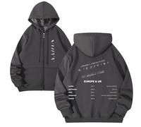 kueodao Felpa con Cappuccio E Cerniera alla Moda NX2026 EU&UK-Tour A Maniche Lunghe for Uomo E Donna(Gray-Thick,4XL)