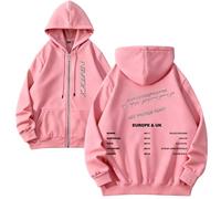 kueodao Felpa con Cappuccio E Cerniera alla Moda NX2026 EU&UK-Tour A Maniche Lunghe for Uomo E Donna(Pink,L)