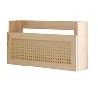 Kueohse 1 PCS Portariviste da Parete con Porta File In Rattan In Legno Circa 44x10x24cm. Scaffale A Libro In Rattan e Organizzatore di In Legno per Ufficio e Soggiorno.