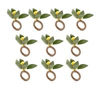Kueohse 10 pezzi fatti a mano al limone giallo cordiale con portatovaglioli per matrimoni, cene, banchetti,