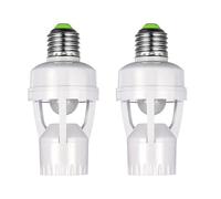 Kueohse 2 adattatori per portalampada E27, convertitore a LED con sensore di movimento PIR, AC100-240V, rilevatore di presenza umana.