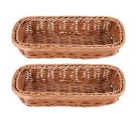 Kueohse 2 pezzi rattan plastica cestino cestino rettangolare contenitore bacchette pane torta frutta stoccaggio