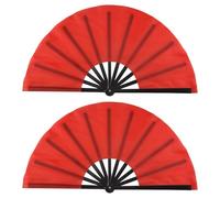 Kueohse 2 Pezzi Ventilatore Pieghevole nel Tessuto di Nylon Ventilatore Pieghevole Portatile Ventaglio Cinese Tai Decorazione Ventaglio Pieghevole per (Rosso)