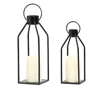 Kueohse 2 Set di Lanterne A Candela Nere Decorative con LED Tremolante Regalo di Natale di Halloween