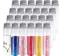 Kueohse 24 provette trasparenti in plastica con cappucci, contenitori per sale da bagno con fondo piatto per caramelle, caramelle in gomma da masticare