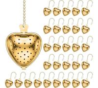 Kueohse 30 Pezzi Colino da Tè In Acciaio Inossidabile Diffusore A Intervalli di Tè A Forma di Cuore Filtri A Rete con Gancio A Catena Estesa
