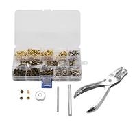 Kueohse 300 Set Rivetti nel Pelle un Doppio Cappuccio Rivetto Perni Tubolari nel Metallo con Pinze per Punzonatura Set di Strumenti Fissaggio per Sostituzione Artigianali nel Pelle DIY