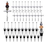 Kueohse 40 Tappi per Vino con Perline con Set di Cavatappi da Viaggio, Tappi Decorativi per Bottiglie di Vino con Perline per Bar