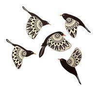 Kueohse 5 pezzi decorazione da parete in legno, uccelli volanti, decorazione da parete, arte popolare rustica, decorazione da parete come regalo per gli amanti degli uccelli, soggiorno, nero