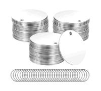 Kueohse 55 Pezzi di Etichette Vuote per Stampaggio In Metallo - Etichette Vuote per Stampaggio In Acciaio Inossidabile Rotonde 1,5 Pollici con Foro, per La Creazione di Gioielli DIY