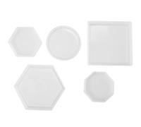 Kueohse 5PZ Stampo nelSilicone per Sottobicchiere DIY Incluso Stampo per Ottagono Quadrato nelEsagono Quadrato per Resina, Cemento, Cemento, Decorazione Domestica