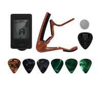 Kueohse Accordatore per chitarra, adatto per ukulele, violino, elettrico, basso, acustico, con plettro e supporto per chitarra, accessorio