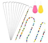 Kueohse Ago per perline Curvo con Infila Ago per perline, Ago per Infilatura di perline Strumento per Infilare L'Ago per perline per Gioielli