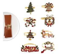 Kueohse Anelli Tovaglioli Di Natale - Set Di 8 Tovaglioli Anelli di Supporto per la Decorazione Di Natale Alce Tovaglioli Fibbia