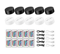 Kueohse Base per Lampada un Luce Notturna un LED 3D da 10 Pezzi + + USB, Espositore per Spettacoli di Luci un 16 Colori per Acrilico