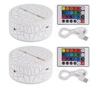 Kueohse Base per Lampada un Luce Notturna un LED 3D da 2 Pezzi + + USB, Espositore per Spettacoli di Luci un 16 Colori per Acrilico Incrinato