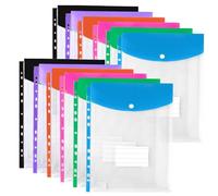 Kueohse Buste In Plastica, Tasche per Raccoglitori Ad Anelli 3/4/11, Cartella Tascabile, Organizer per Documenti Espandibile con A Pressione Ed Etichetta, Confezione da 12