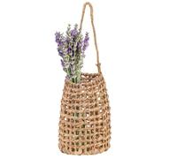 Kueohse Cestino in tessuto per porta di casa, cesto di fiori in giacinto d'acqua da appendere, decorazione da parete, decorazione bohémien per casa, giardino, dispensa